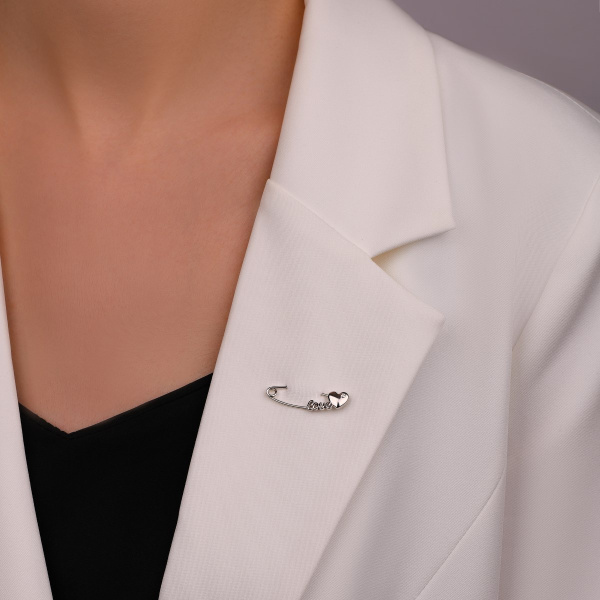 Брошь-булавка из серебра с фианитом